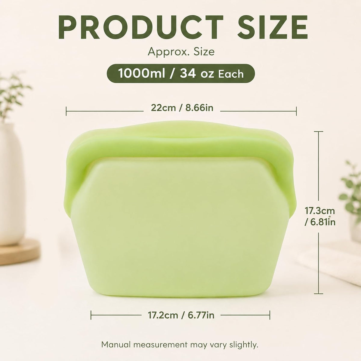 5 Pcs Silicone Reusable Leakproof Standing Food Storage Bags