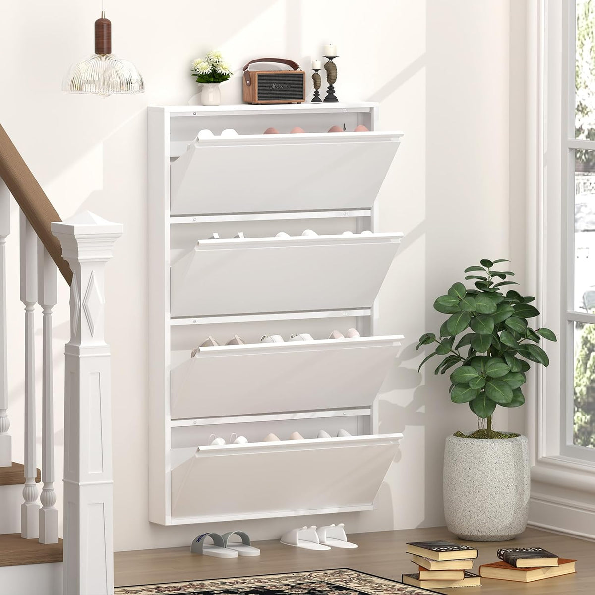 6 Inch Slim Wall Mounted Shoe Cabinet（No-Assembly）