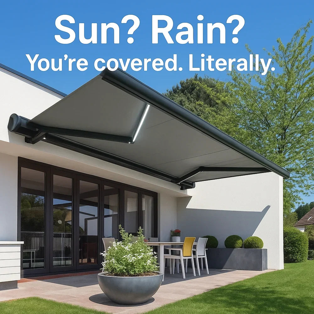 Wall-mounted electric retractable waterproof outdoor awning